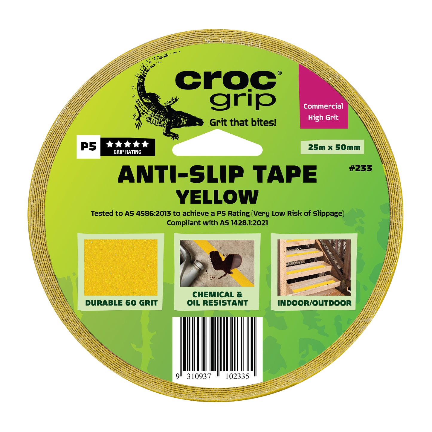 25M x 50MM Yellow Commercial High Grit Anti-Slip Tape