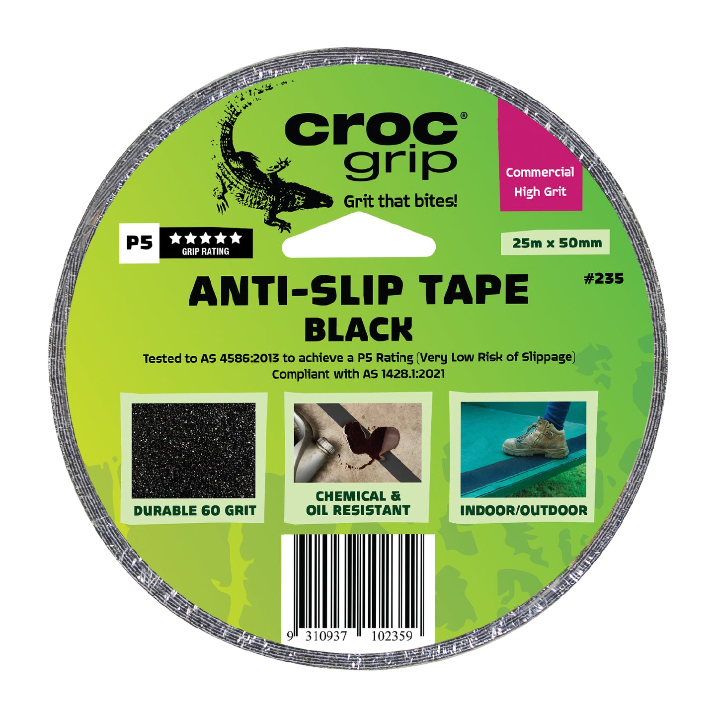 25M x 50MM Black Commercial High Grit Anti-Slip Tape