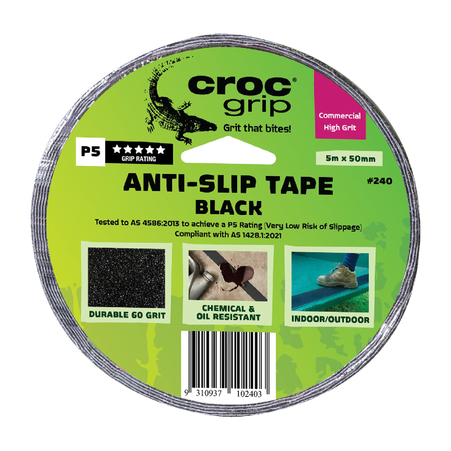 5M x 50MM Black Commercial High Grit Anti-Slip Tape