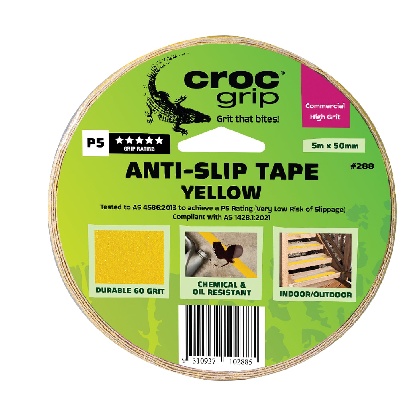 5M x 50MM Yellow Commercial High Grit Anti-Slip Tape