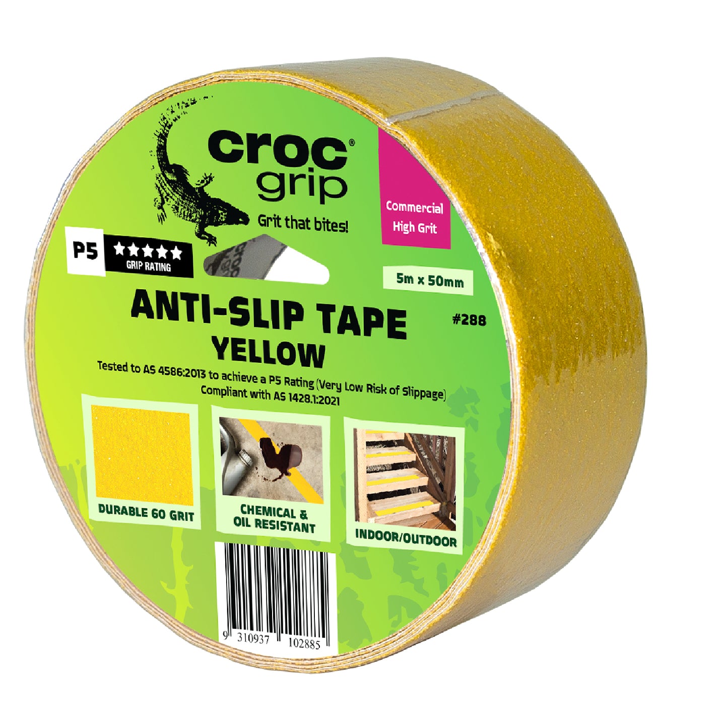 5M x 50MM Yellow Commercial High Grit Anti-Slip Tape