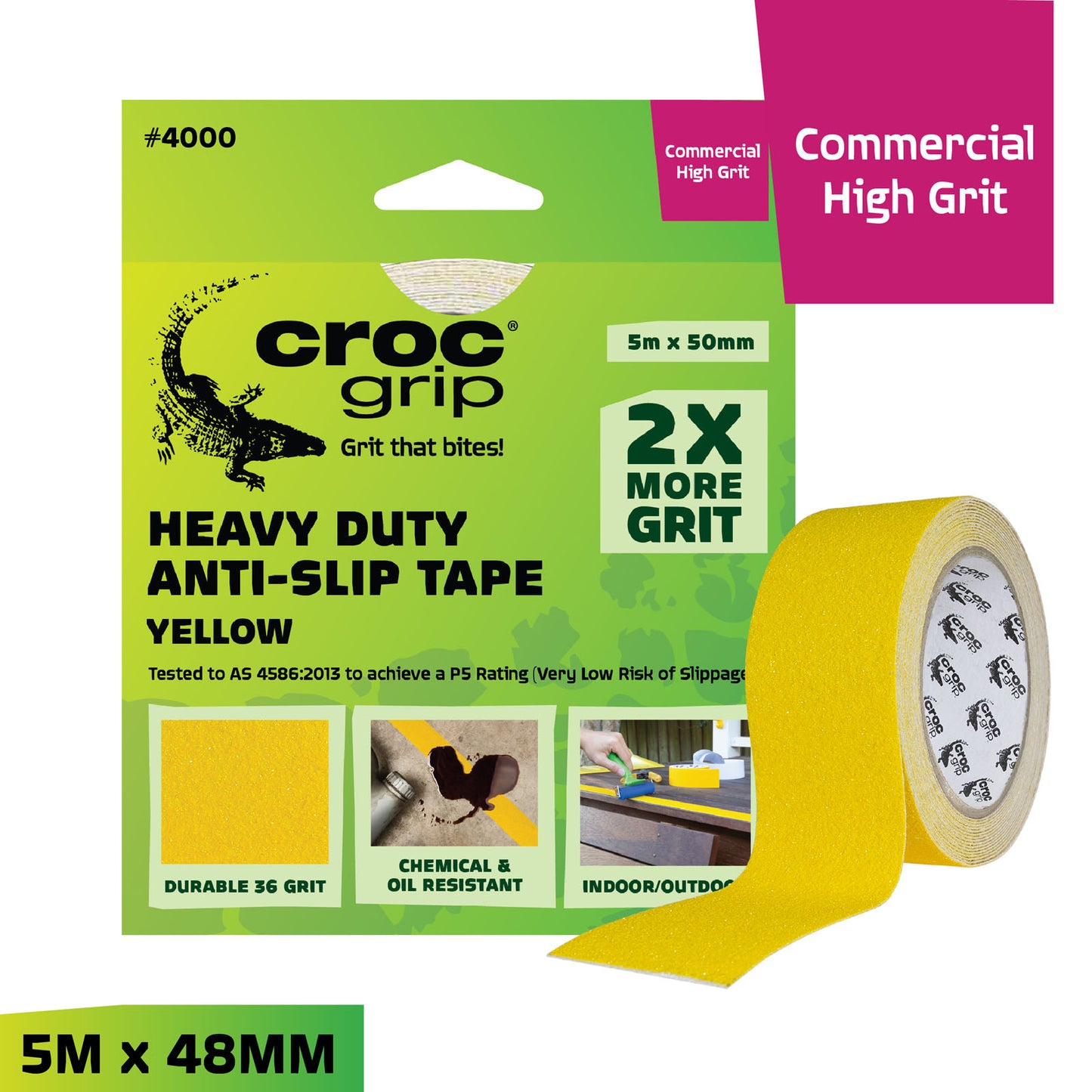 5M x 50MM Yellow Commercial High Grit Heavy Duty Anti-Slip Tape