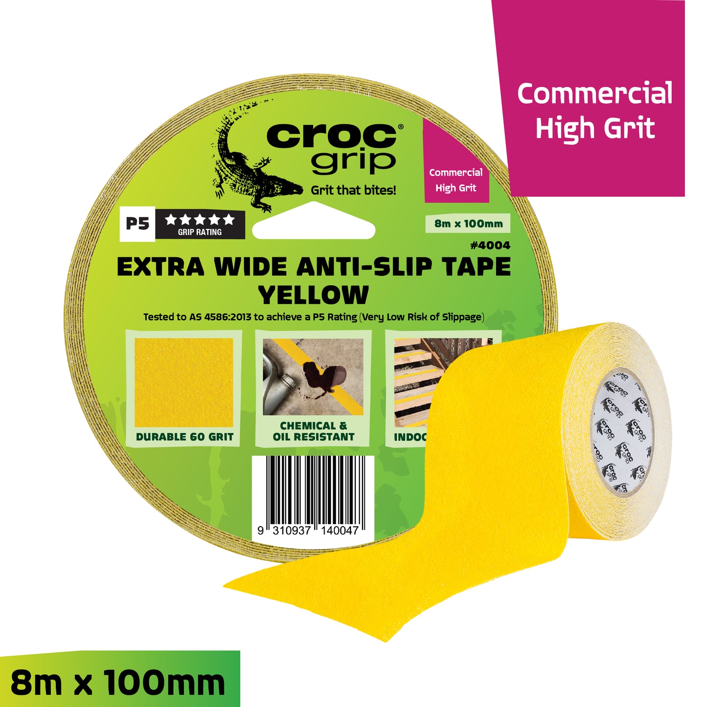 8M x 100MM Yellow Commercial High Grit Anti-Slip Tape