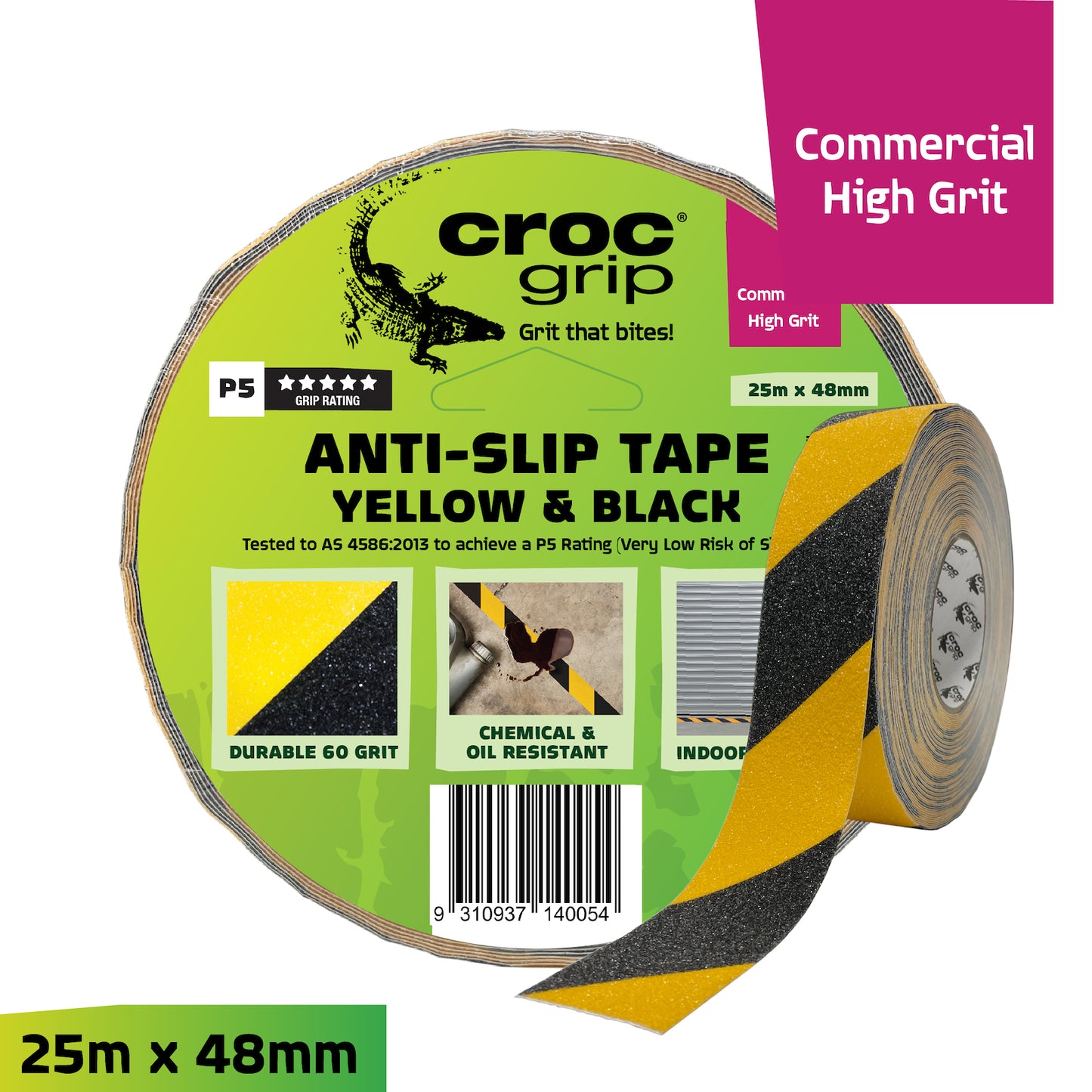 25M x 50MM Yellow/Black Commercial High Grit Anti-Slip Tape