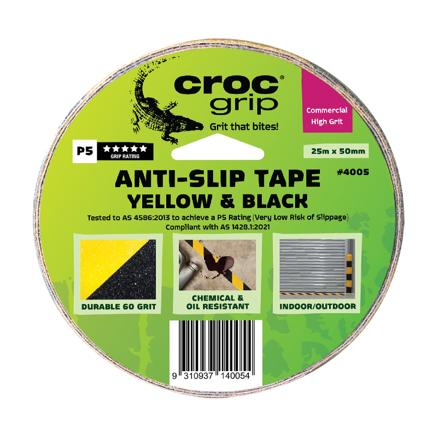 25M x 50MM Yellow/Black Commercial High Grit Anti-Slip Tape