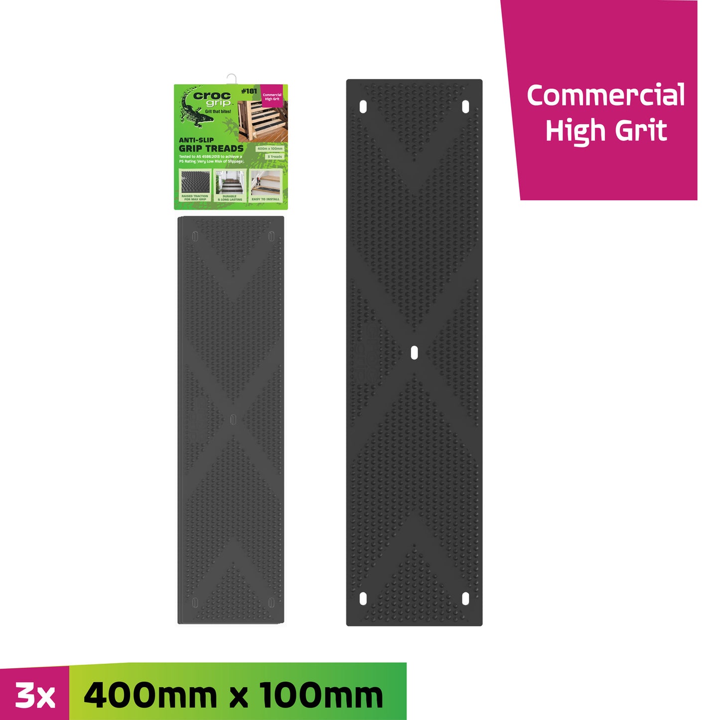 400MM x 100MM Black Grip Treads - 3 Pack
