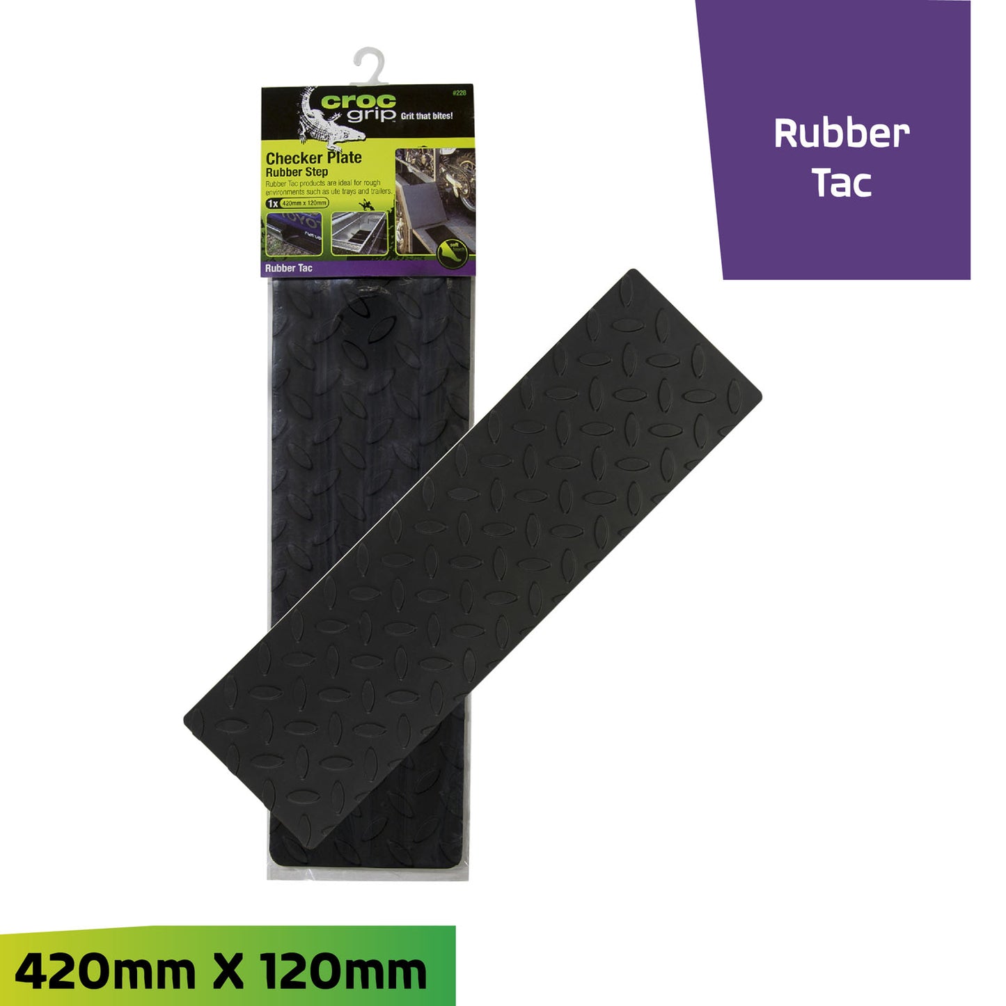 420MM x 120MM Black Rubber Checker Plate XL Step