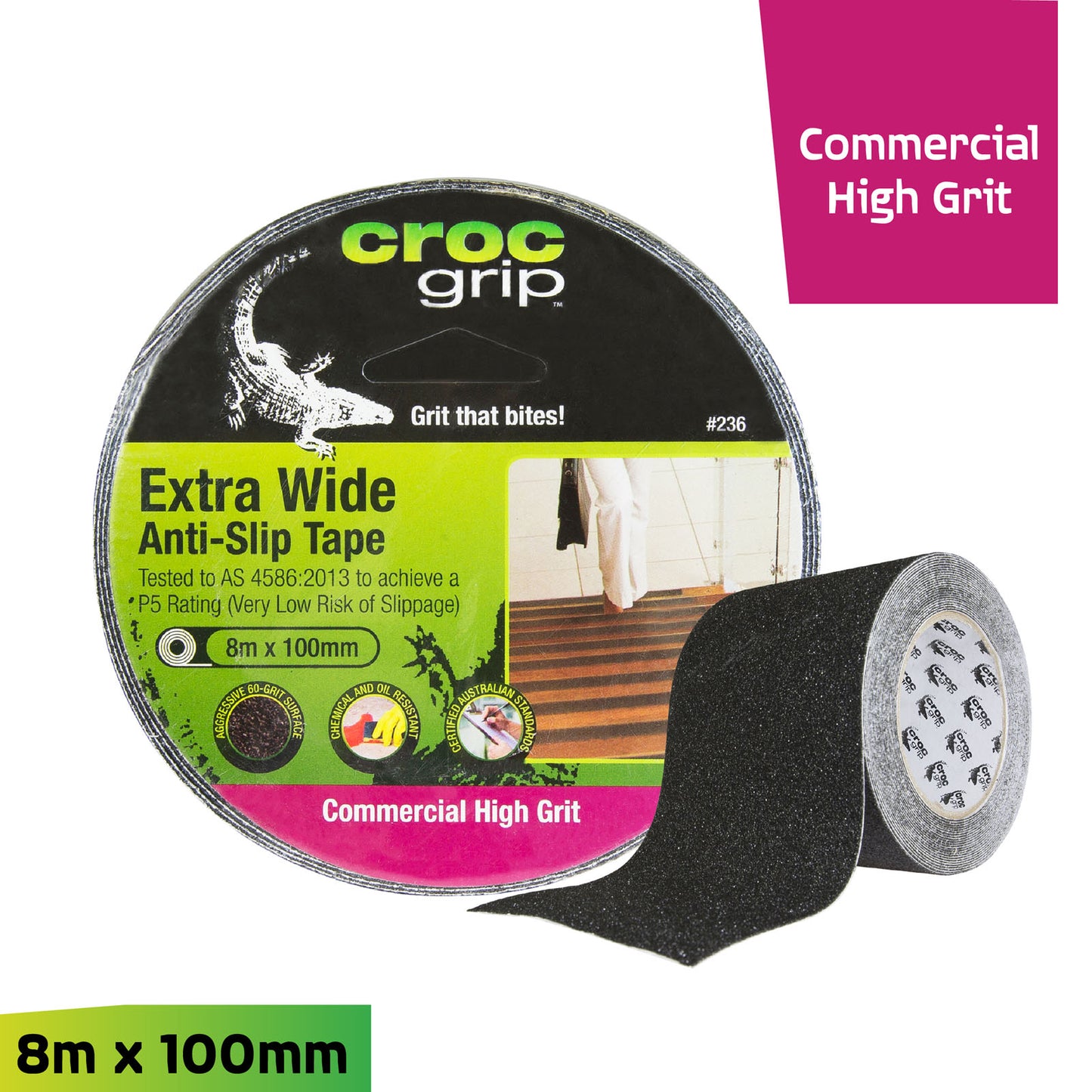 8M x 100MM Black Commercial High Grit Anti-Slip Tape