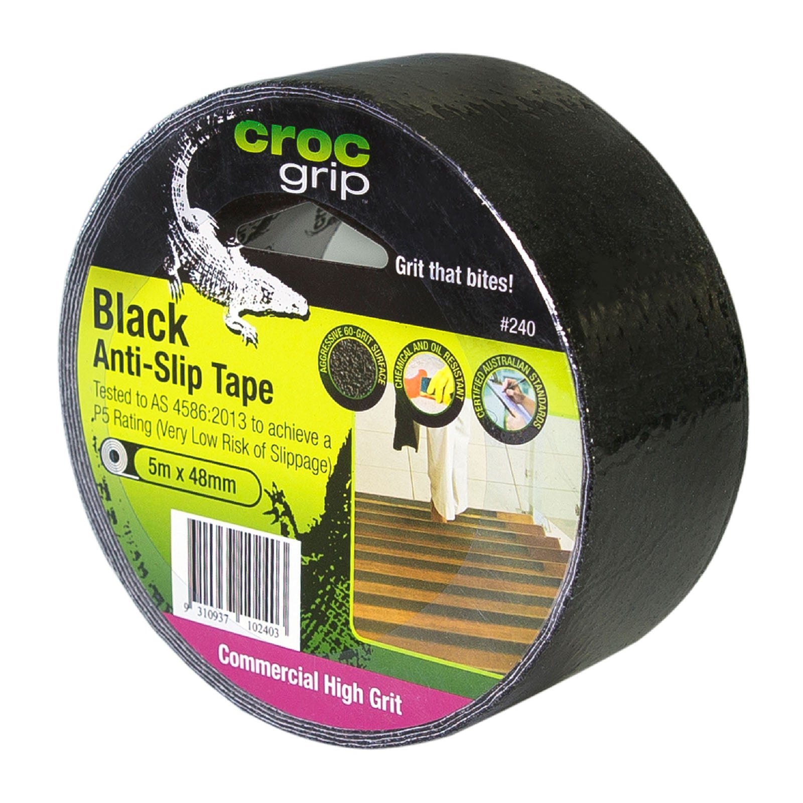 5M x 50MM Black Commercial High Grit Anti-Slip Tape – Croc Grip