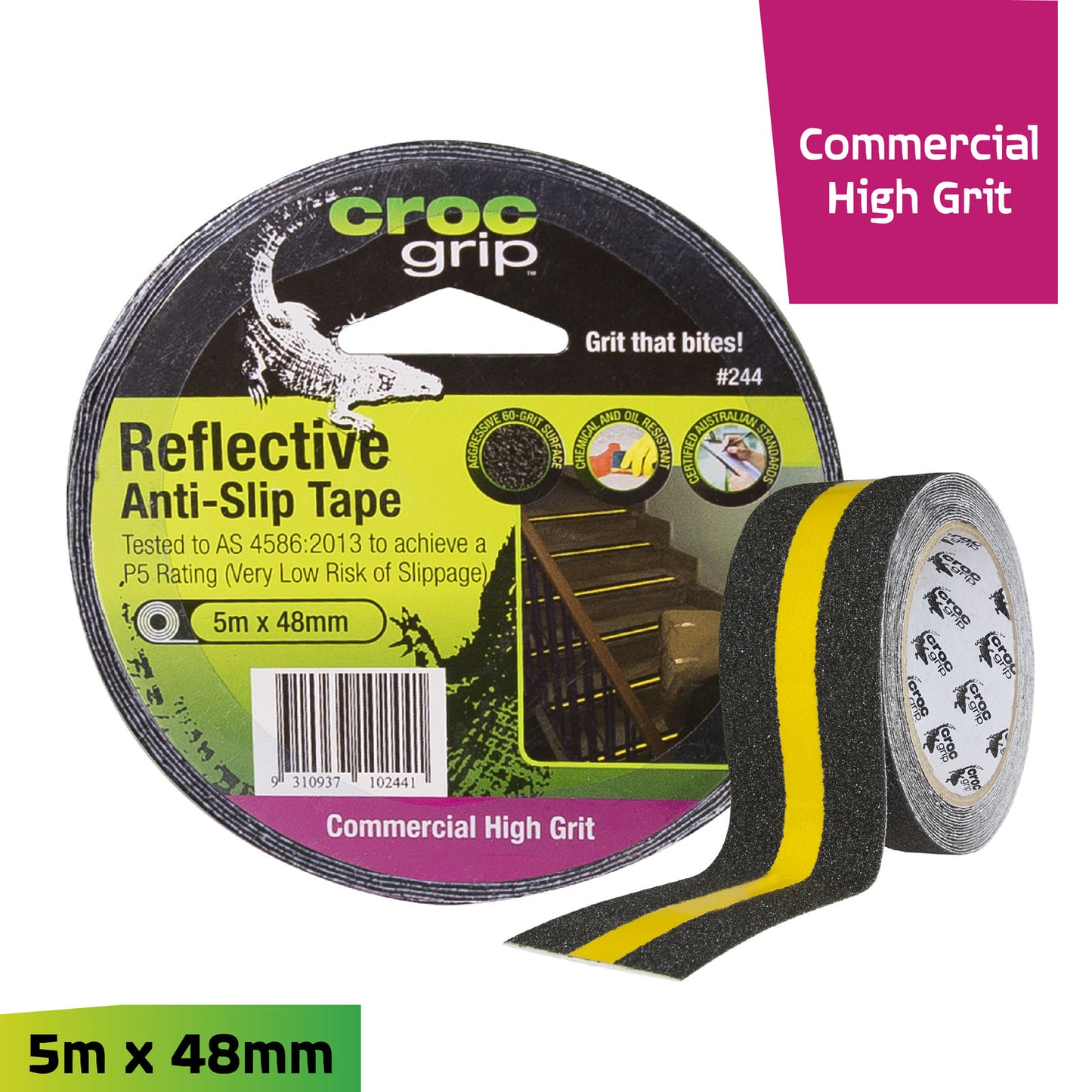 5M x 50MM Reflective Commercial High Grit Anti-Slip Tape