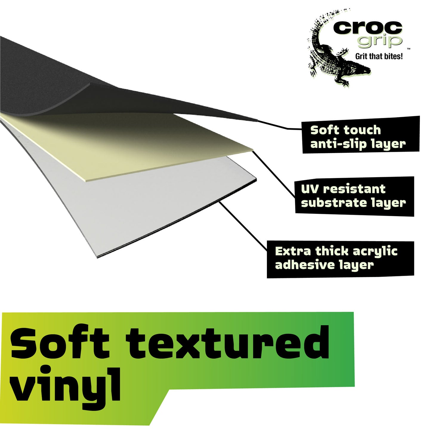 500MM x 150MM Black Soft Textured Vinyl Anti-Slip XL Step