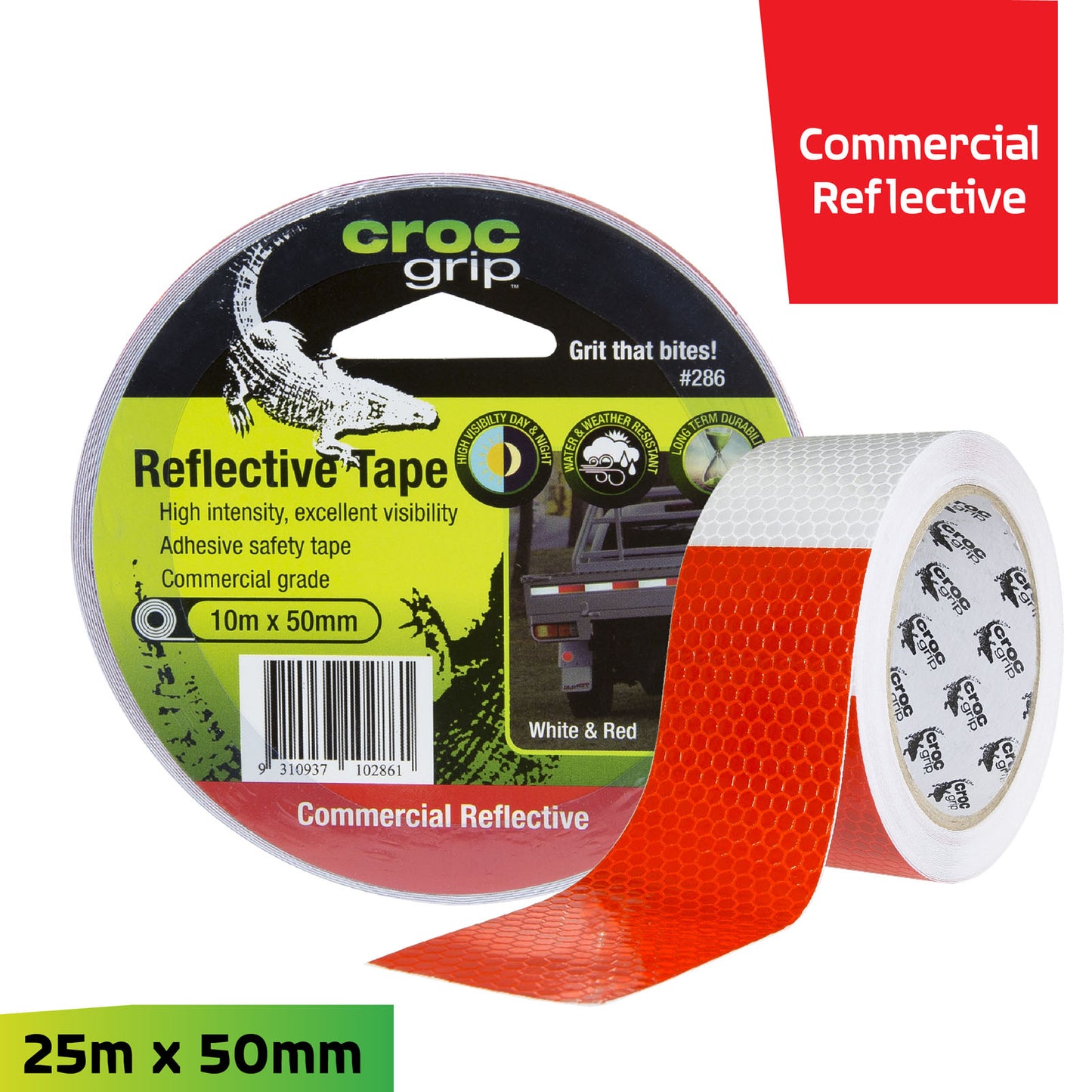 10M x 50MM Red & Silver Reflective Tape