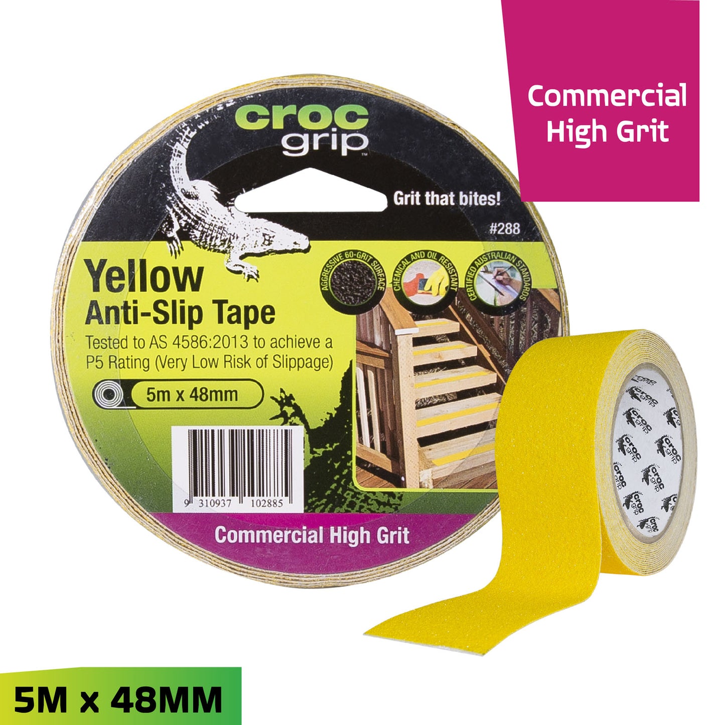 5M x 50MM Yellow Commercial High Grit Anti-Slip Tape