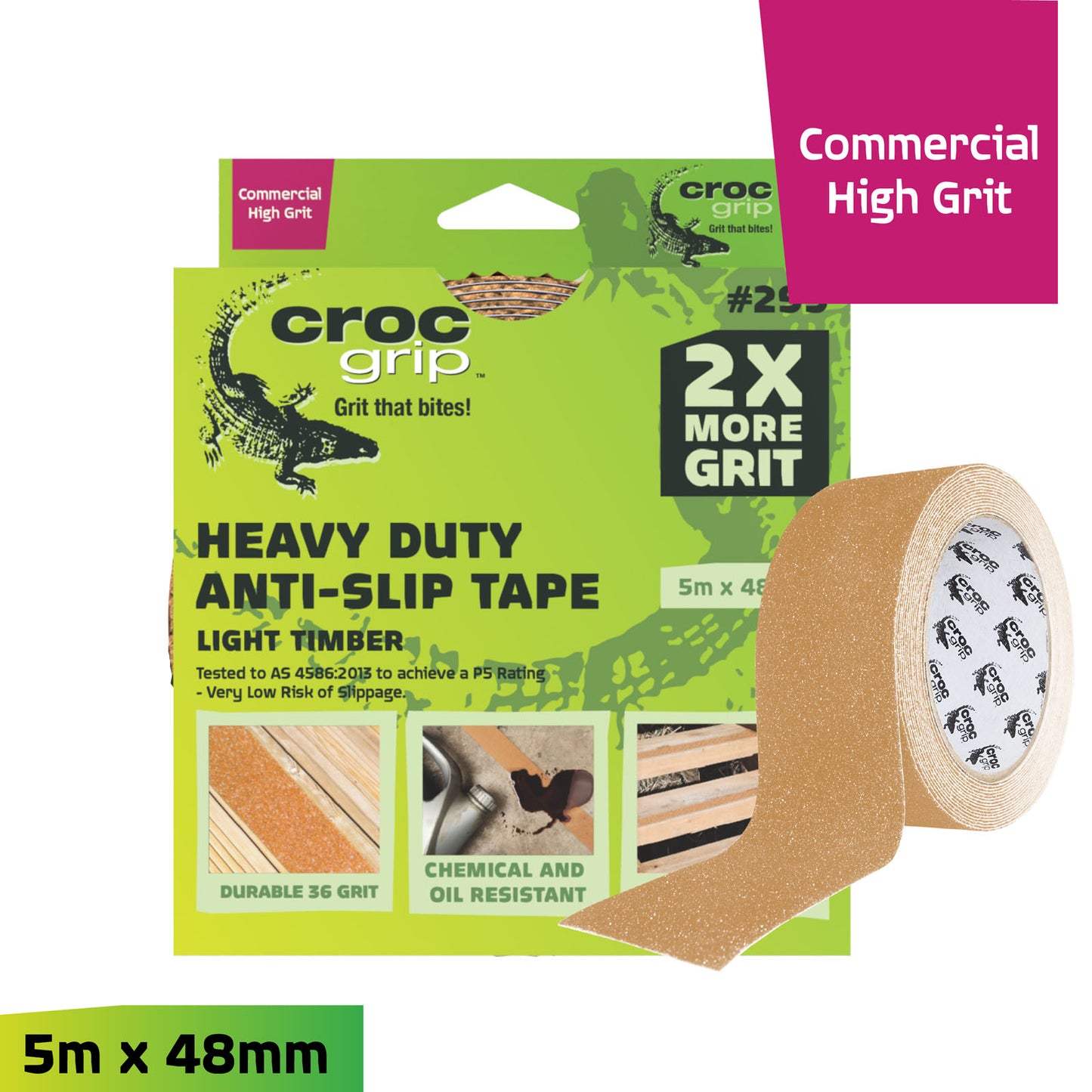 5M x 48MM Light Timber Commercial High Grit Heavy Duty Anti-Slip Tape