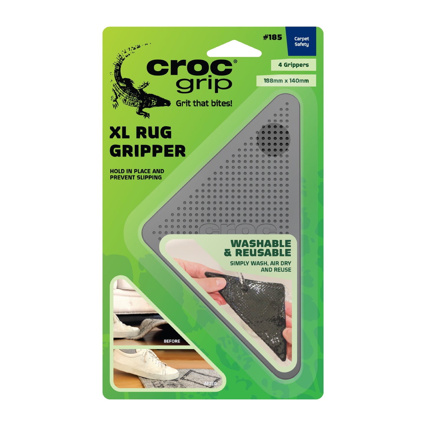 XL Reusable Adhesive Rug Grippers - 4 Pack