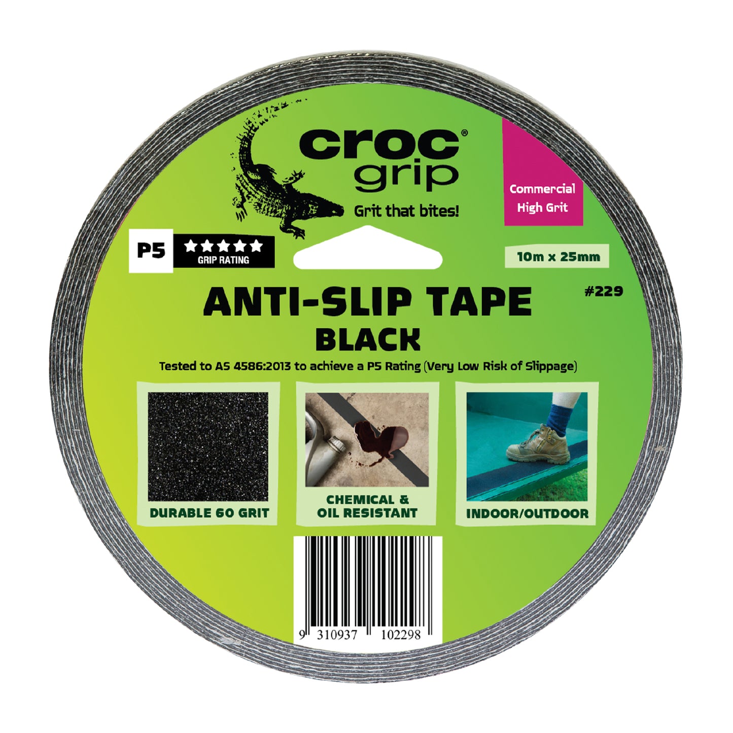 10M x 25MM Black Commercial High Grit Anti-Slip Tape