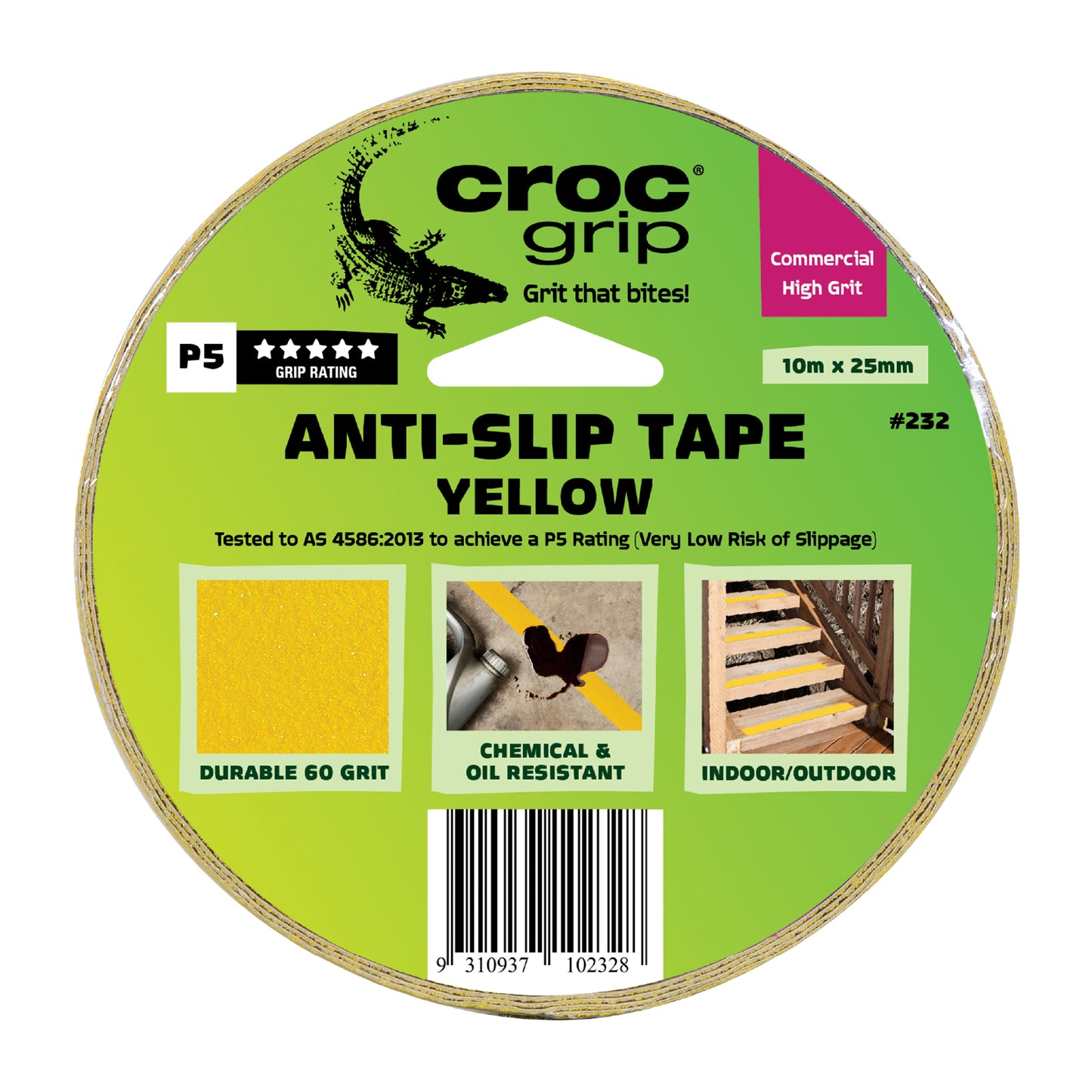 10M x 25MM Yellow Commercial High Grit Anti-Slip Tape