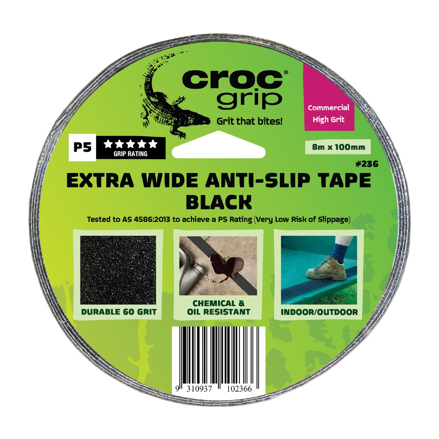 8M x 100MM Black Commercial High Grit Anti-Slip Tape