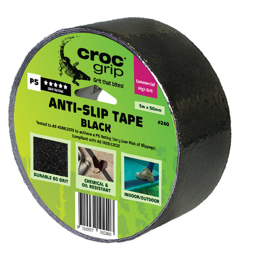 5M x 50MM Black Commercial High Grit Anti-Slip Tape