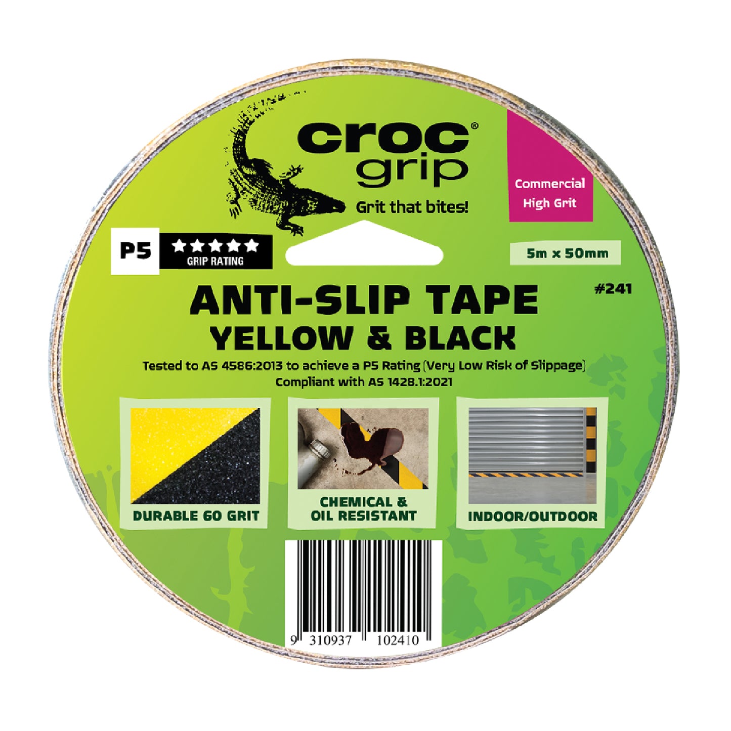 5M x 50MM Yellow/Black Commercial High Grit Anti-Slip Tape