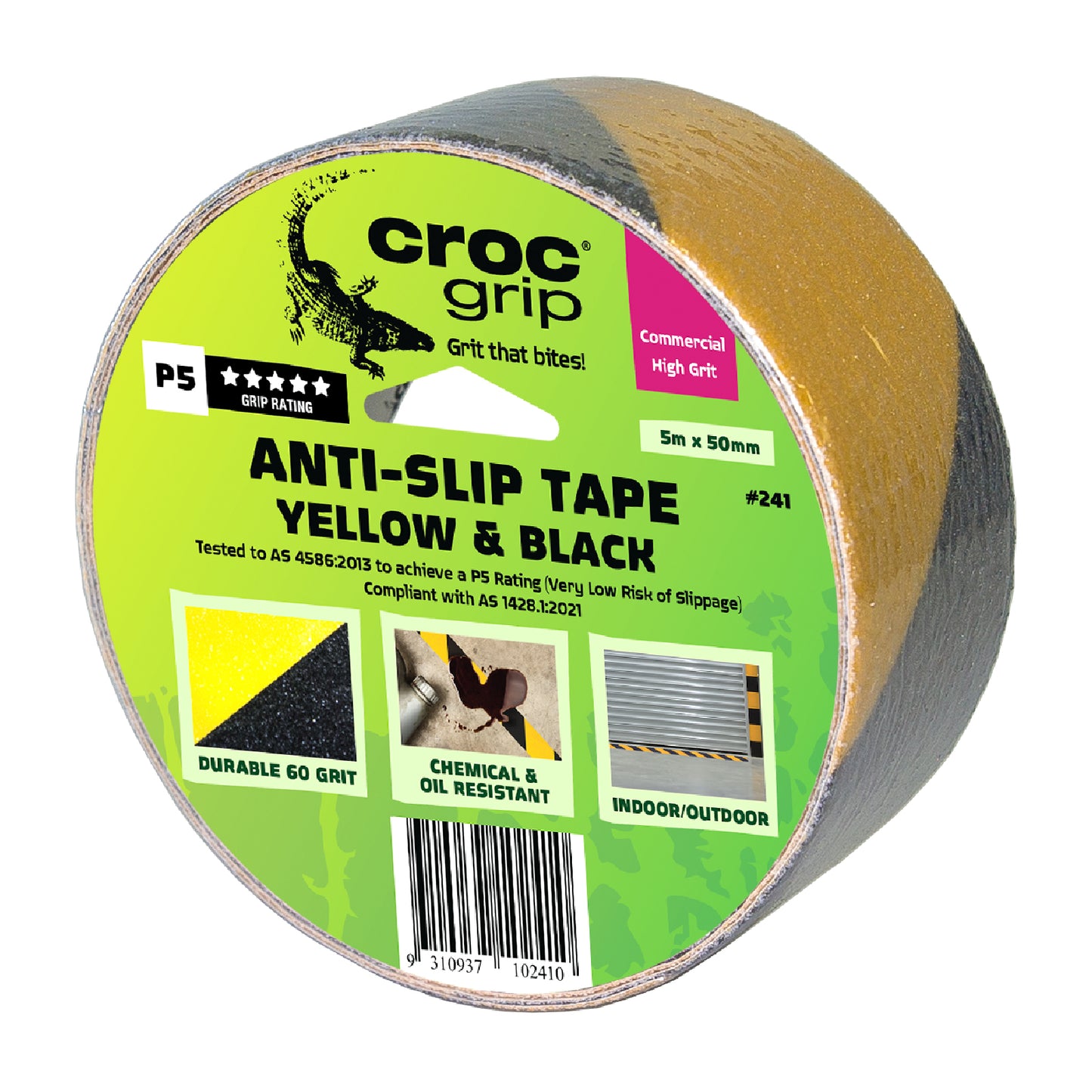 5M x 50MM Yellow/Black Commercial High Grit Anti-Slip Tape