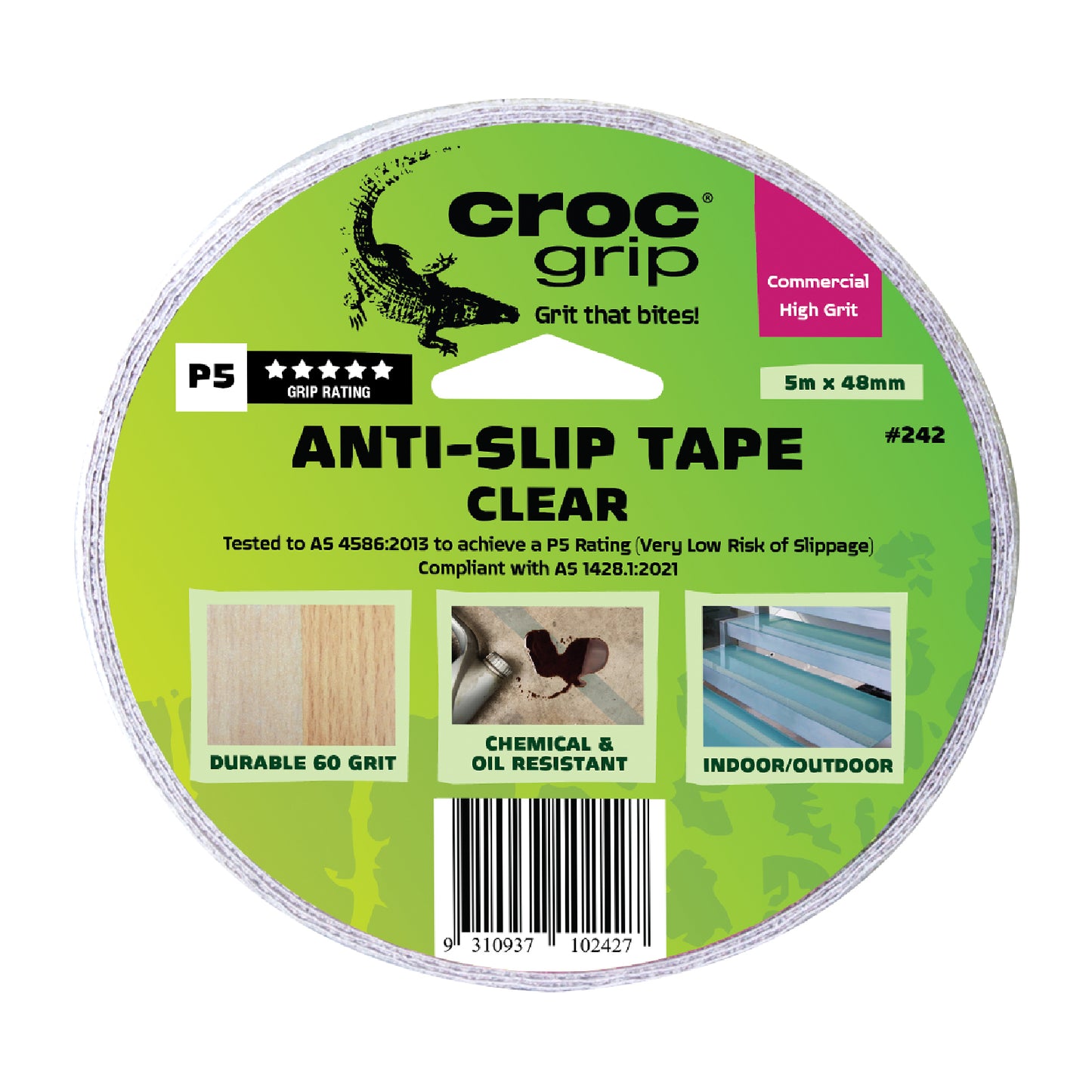 5M x 50MM Clear Commercial High Grit Anti-Slip Tape