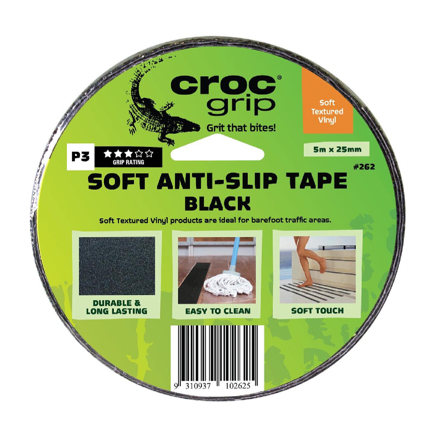 5M x 25MM Black Soft Textured Vinyl Anti-Slip Tape