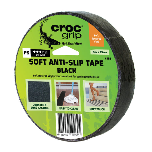 5M x 25MM Black Soft Textured Vinyl Anti-Slip Tape