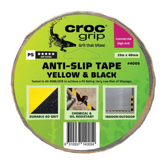25M x 50MM Yellow/Black Commercial High Grit Anti-Slip Tape