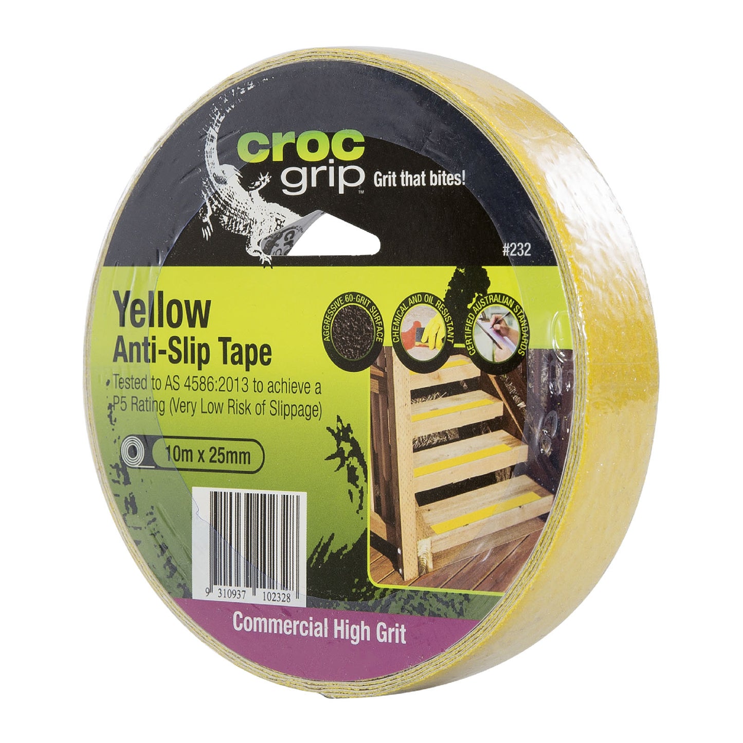 10M x 25MM Yellow Commercial High Grit Anti-Slip Tape