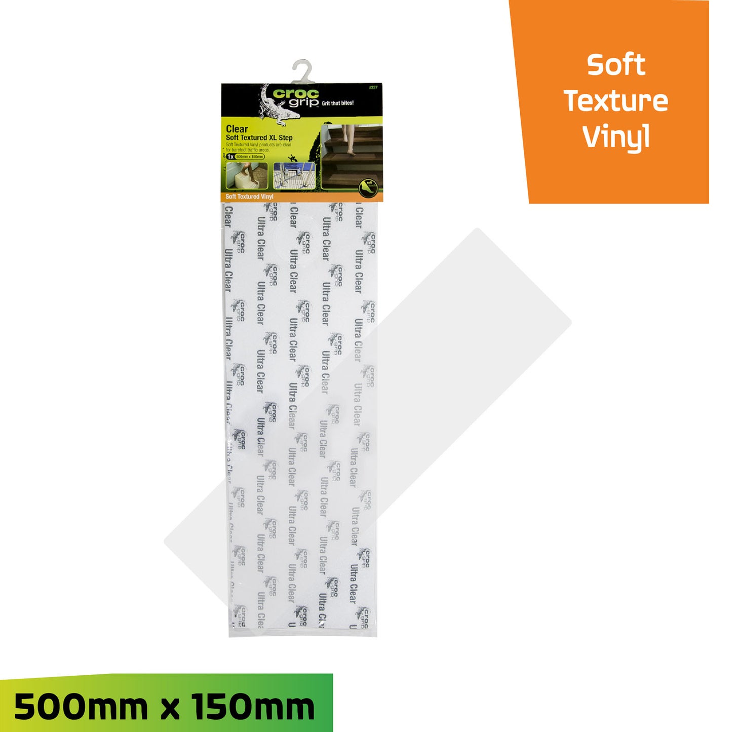 500MM x 150MM Clear Soft Textured Vinyl Anti-Slip XL Step