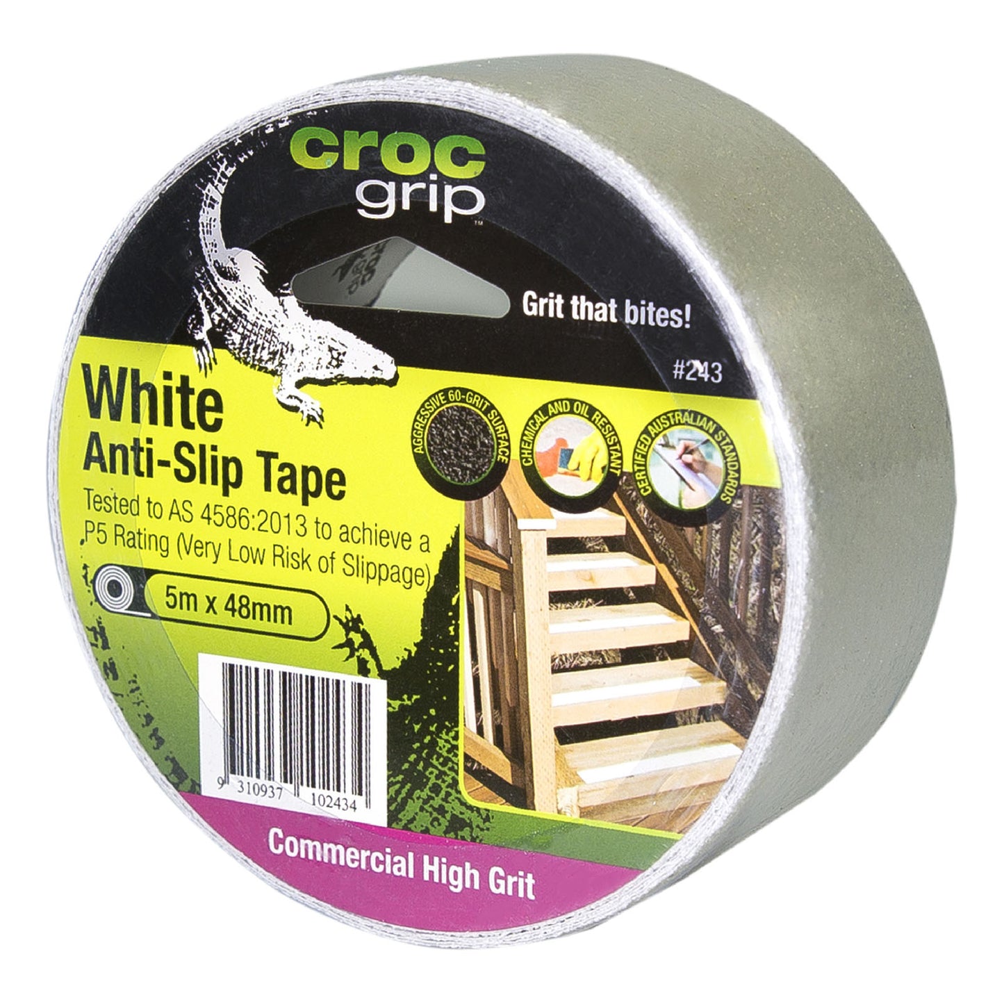 5M x 50MM White Commercial High Grit Anti-Slip Tape