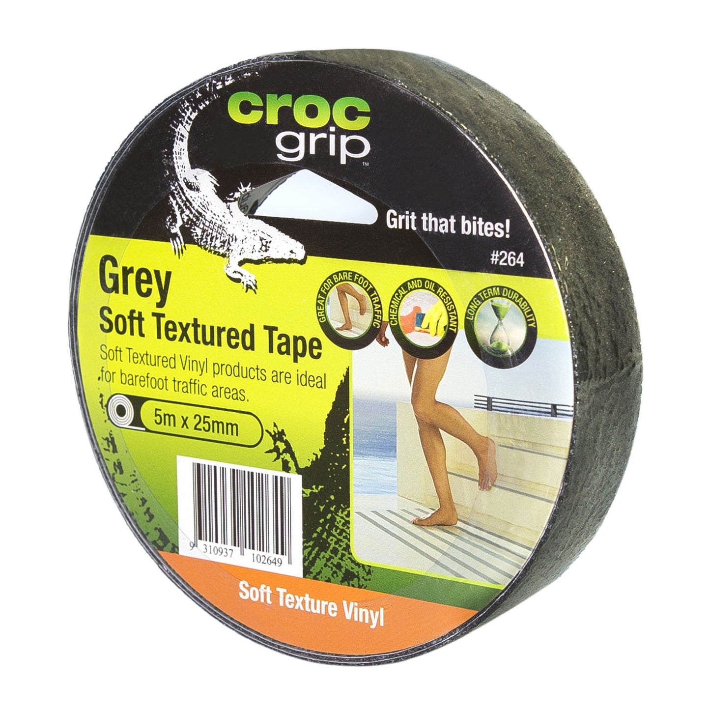 5M x 25MM Grey Soft Textured Vinyl Anti-Slip Tape