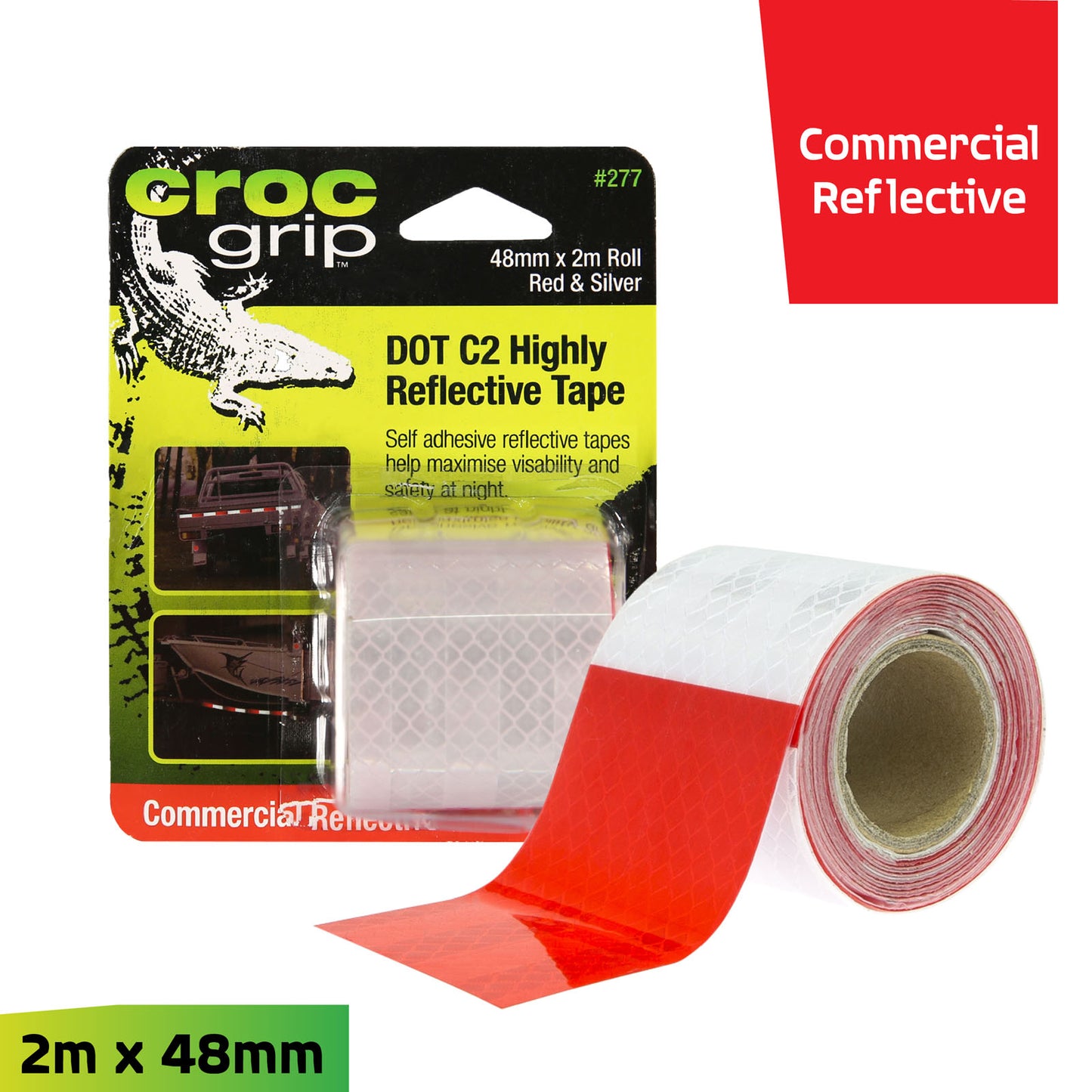 2M x 48MM Red & Silver DOT C2 Reflective Tape