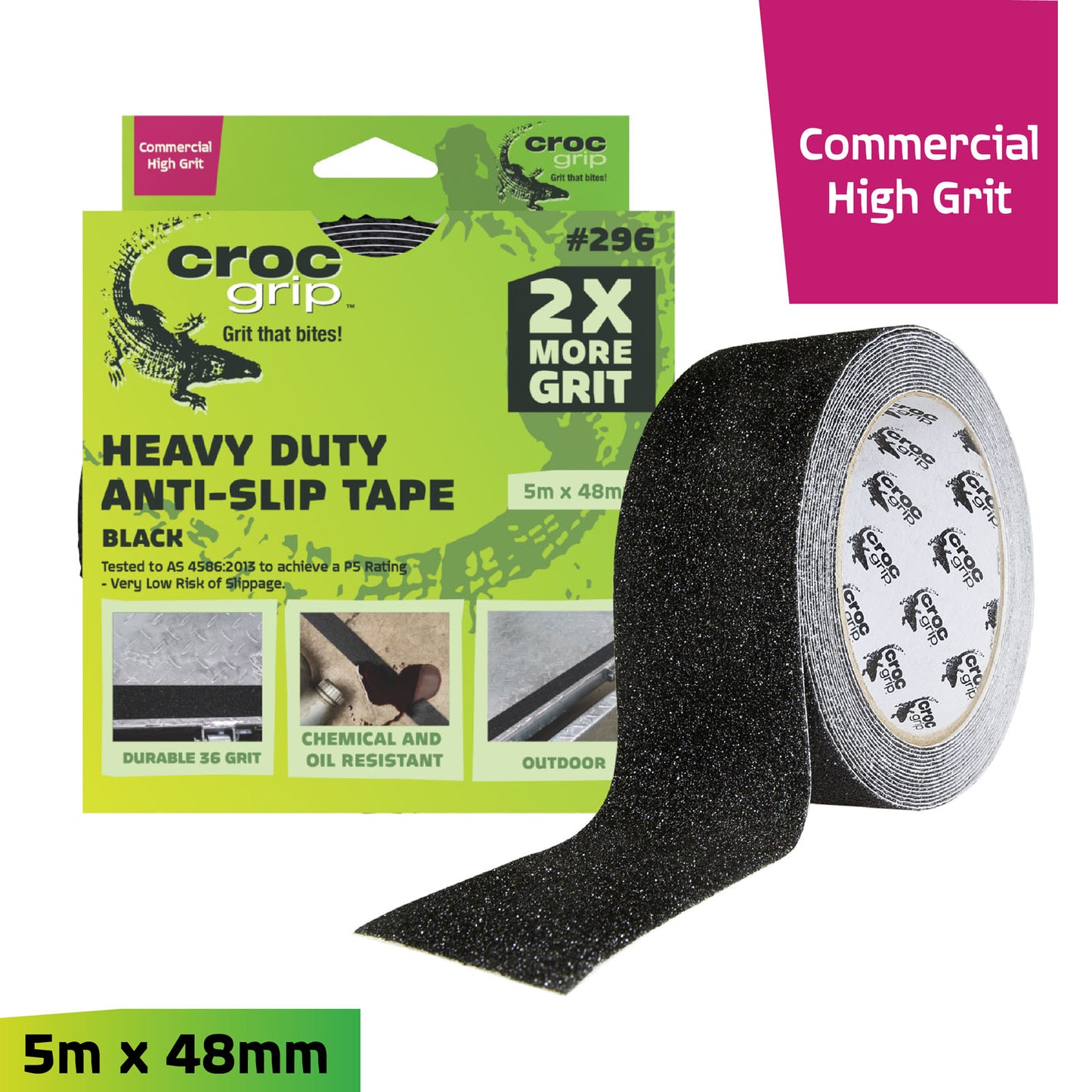 5M x 50MM Black Commercial High Grit Heavy Duty Anti-Slip Tape
