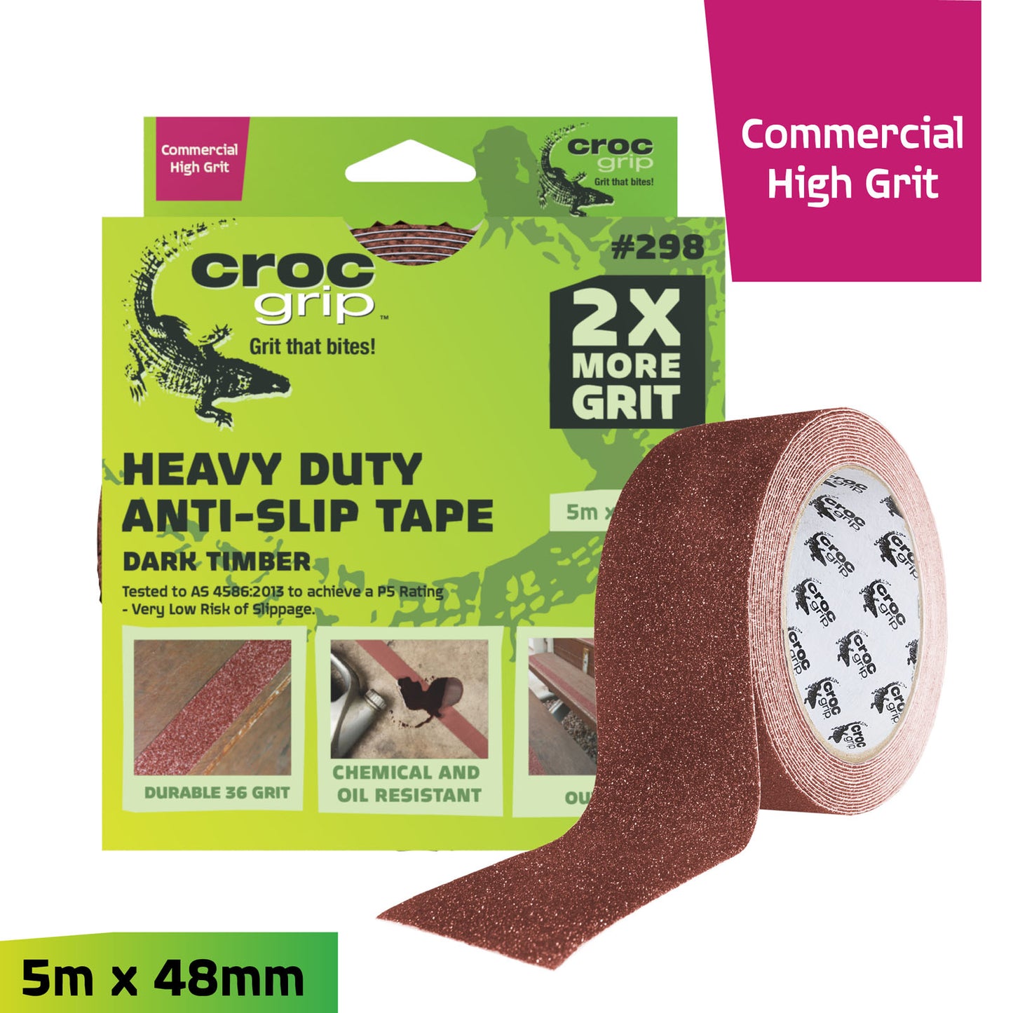 5M x 48MM Dark Timber Commercial High Grit Heavy Duty Anti-Slip Tape